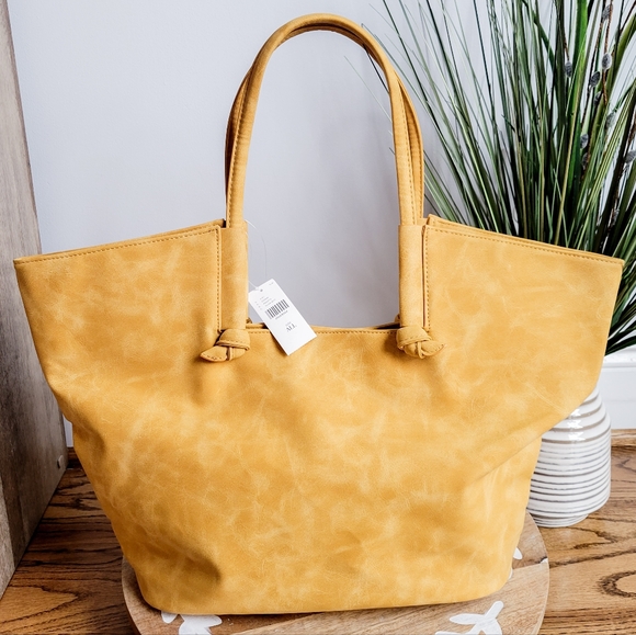 Anthropologie Handbags - Anthropologie, New, Kaitlyn Yellow Vegan Leather Knotted Tote Bag & Wristlet
